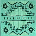 thumbnail image 1 of Ahgly Company Machine Washable Indoor Square Abstract Turquoise Blue Modern Area Rugs, 7' Square, 1 of 4