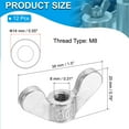 thumbnail image 2 of Uxcell Wing Nuts, 304 Stainless Steel Butterfly Nut Twist Fasteners Parts Smooth Finish Wing Fastener Nuts M8 12, 2 of 6