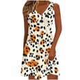 thumbnail image 3 of ClodeEU Women's Summer Stretch V Neck Spaghetti Strap Dress with Print ,Casual Solid Color Midi Dress Khaki,Womens Plus S, 3 of 7