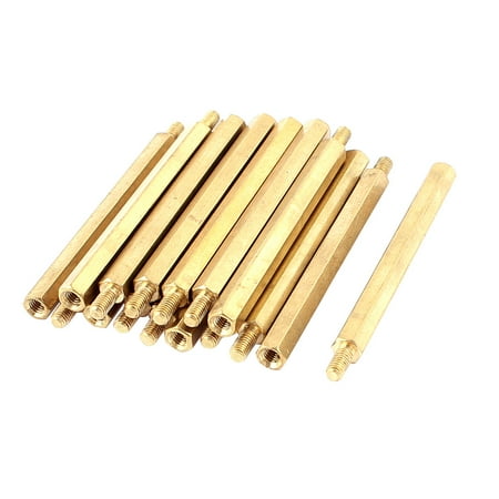 

M3 x 50mm+6mm Male-Female Brass PCB Spacer Hex Standoff Screw Pillar 16 Pcs