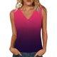 thumbnail image 1 of Mujeres sin mangas Tops de verano gradiente color fuera de posición impresión V-cuello blusa casual Mujeres V-cuello de verano Tops, 1 of 7