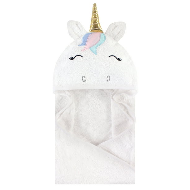 Hudson Baby Unisex Baby Animal Face Hooded Towel, Multicolor Unicorn