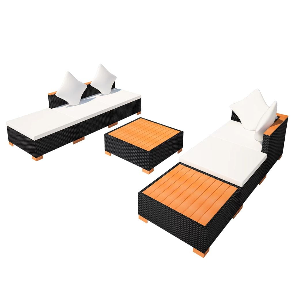 Kepooman 7 Pcs Outdoor Patio Rattan Sectional Chair Set with Cushions & Tea Table, Black Kepooman 7 Pcs Outdoor Patio Rattan Sectional Chair Set with Cushions & Tea Table, Black