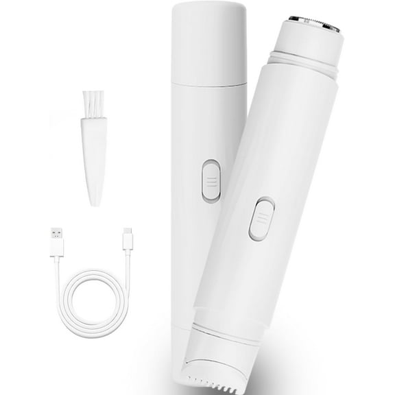 Bikini Trimmer for Women Pubic Hair 2 in 1 Eletctric Razors for Women - Rechargeable Eletctric Shaver - IPX6 Waterproof Bikini Trimmer,Suitable for Underarms, Legs, Arms, Body,Face (White)