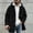 Black, variant on Men's Hooded Sherpa Fleece Coat, Cable Textured Full Zip Fluffy Warm Mid Length Casual Fuzzy Winter Jacket with Side Pockets