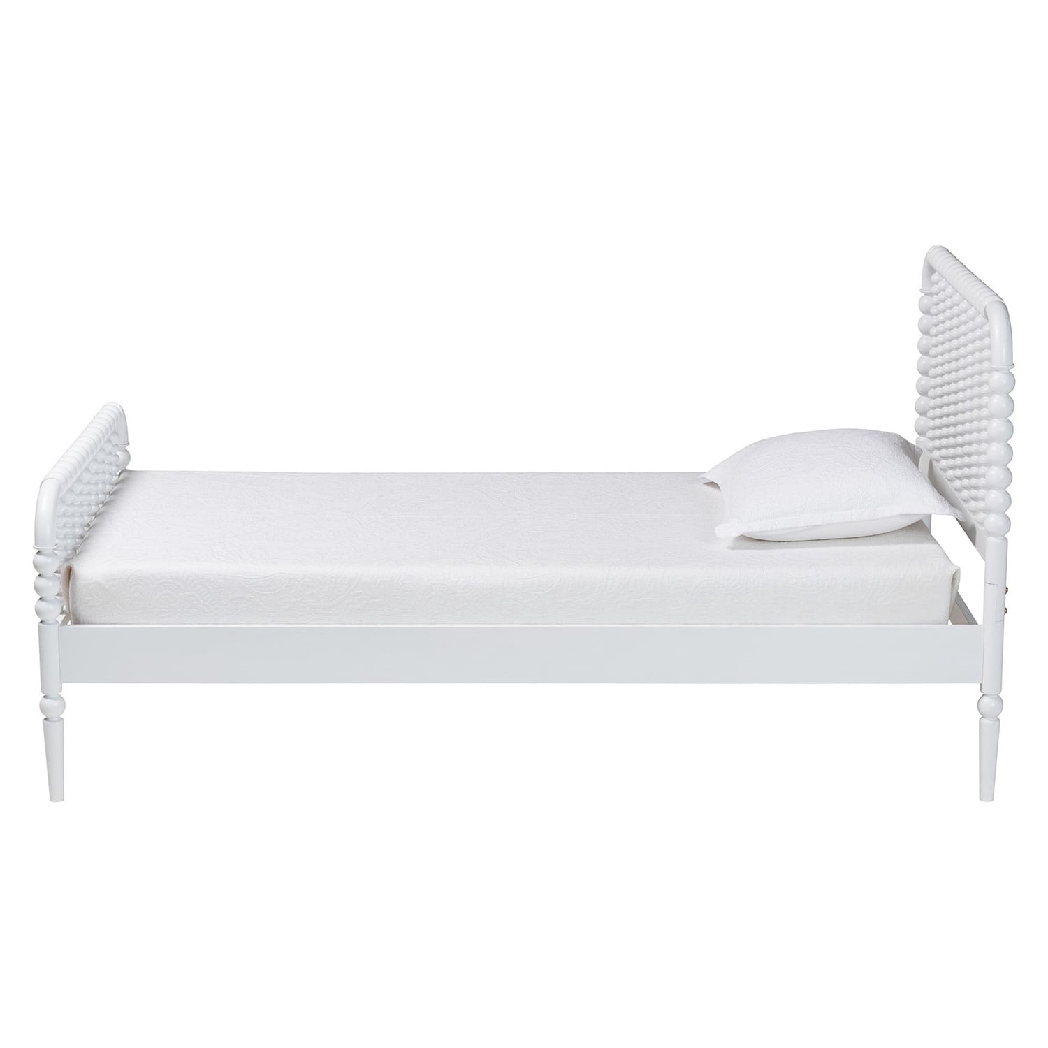 Baxton Studio Lucera Mid-Century White Twin Size Bobbin Bed