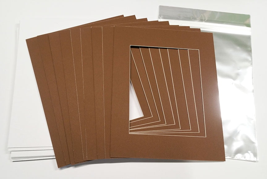 Brown 16x20 White Picture Mats with White Core for 8x10 Pictures Fits