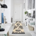 thumbnail image 5 of Black Floral Gold Background Bedroom Runner Rug 2'x 6' Non Slip Carpet Indoor Home Area Rug Living Room, 5 of 8