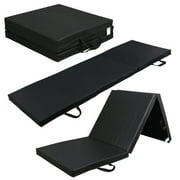 ZENY 6 x 2 Folding Gym Mat Tri-Fold Aerobics Workout Floor Mat, Black 2 Thickness