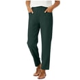 thumbnail image 2 of VBVC Women's Cotton-Linen Stretchy Pants,Lightweight Straight Leg Trousers For Women,Ladies Comfy Summer Ankle Pants with Pockets,Navy,S-2XL, 2 of 7