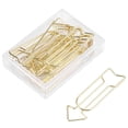 thumbnail image 2 of Premium Gold  Shaped Paper Clips, Set of 12, Unique Design, Convenient Carry and Storage, Works As Bookmarks, File Clips, 2 of 7