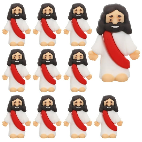 GOBWCOT 50 Pack Mini Jesus Figurines in Bulk Little Figures Easter Decorations Figurines Party Favors Gift for Filled Easter Eggs Stuffers (Red)