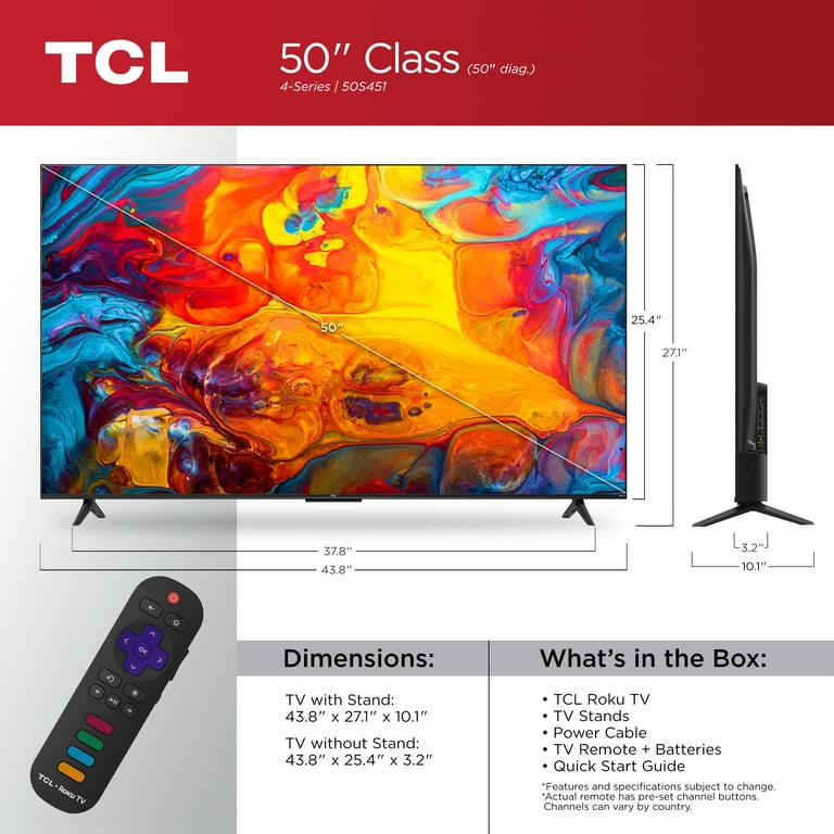 TCL 50 Class 4-Series 4K UHD HDR Roku Smart TV – 50S431 