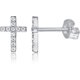 thumbnail image 1 of 2 set 14K Gold Plated Girls Sterling Silver Earrings | Pave Cubic Zirconia Gold Cross Earrings------Product code 76137, 1 of 4