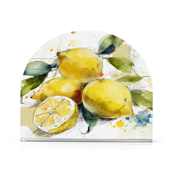 Napkin Holder for Table Kitchen Paper Tissue Organization Standing Paper Napkin Storage Watercolor Lemon