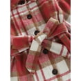 thumbnail image 6 of Bagilaanoe Little Girls Shirt Jacket Plaid Long Sleeve Lapel Button Shacket Coat with Belt 2T 3T 4T 5T 6T 7T Kids Fall Casual Outwear, 6 of 8