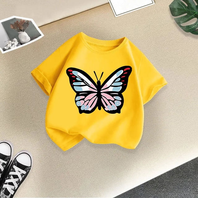 T-shirts pour Petites Filles, T-Shirt Mignon à Motif, T-Shirt à Manches Courtes pour Tout-Petites, T-Shirts d'Été pour Adolescentes, Tenues Amples et Douces pour Filles 9-10 Ans, Tenue pour Fille