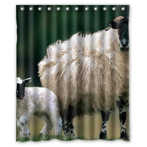 MOHome Black face Sheep lamb Shower Curtain Waterproof Polyester Fabric