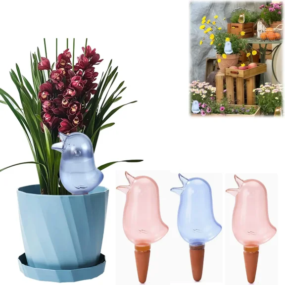 4 Pack Self Watering Spikes, Indoor Plant Watering Globes Bird Shape, Automatic Irrigation Spikes for Potted Plants, Slow Release Watering Device