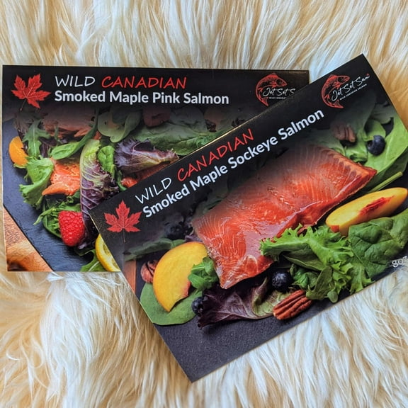 Wild Smoked Sockeye and Pink Salmon Maple Syrup Glazed Wild Caught 2 Pack Canadian Fillet Gift Ready To Eat Fish
