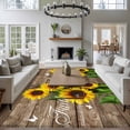 thumbnail image 5 of Spring Sunflowers Area Rug 5x7 Washable Rug Non Slip Farmhouse Brown Wooden Plank Large Area Rug Soft Stainresistant Indoor Floor Carpet for Living Room Bedroom Home Office Dining Room Nursery, 5 of 7