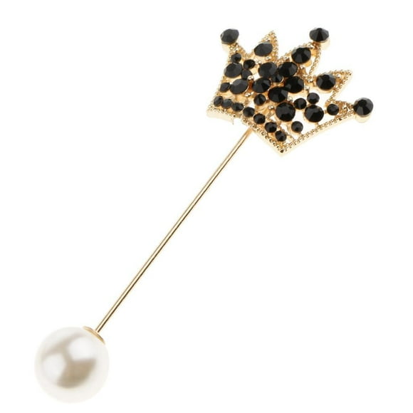 Broche de solapa Zulema corona elegante con adorno de perlas de imitación