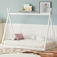 thumbnail image 6 of MAYEERTY Twin Wood Tent Bed Montessori Low-Floor for Kids' Bedroom White, 6 of 7