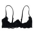 thumbnail image 2 of 1/4 Cup Push Up Bras for Women Sexy Underwire Lace Bra Lightweight See Through Balconette Padded Adjustable Straps Lingerie Shelf Bra Breathable Tops Beach Travel, Black L, 2 of 3