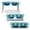 Blue, variant on Messy Mutts Elevated Double Feeder with Stainless Bowls | Adjustable Height 3”, 5”, or 10” | Adjustable Standing Feeder for Dogs | 5 Cups per Bowl | Light Grey with Faux Wood Legs