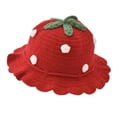 thumbnail image 4 of Tigivemen Cute Sun Hat for Toddler Girls Knitted Strawberry Bucket Hats Wide Brim Crochet Sunhats Baby Girl Gifts Red Size 1-4 Years, 4 of 6