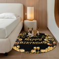 thumbnail image 3 of Happy Birthday Round Area Rug 4ft, Gifts Golden Black Balloons Goblet Glitter Ribbons Washable Non-Slip Circle Rugs for Bedroom Living Room Kitchen, Non Shedding Circle Carpet for Dining Room Dorm, 3 of 9