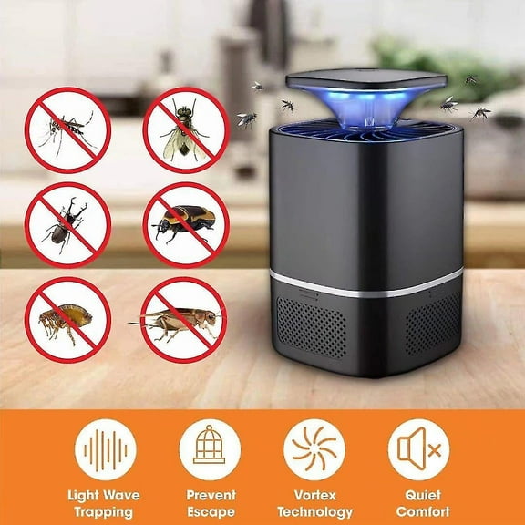 Mosquito Killer Indoor Powerful Fly Killer For Bugs, Mosquitoes, Gnats And Insects Blue Light Insect Killer (Black/White)