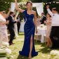 thumbnail image 2 of RFQWOVSR Womens Satin Side Slit Maxi Dress Bodycon Elegant Evening Formal Gown L, 2 of 5