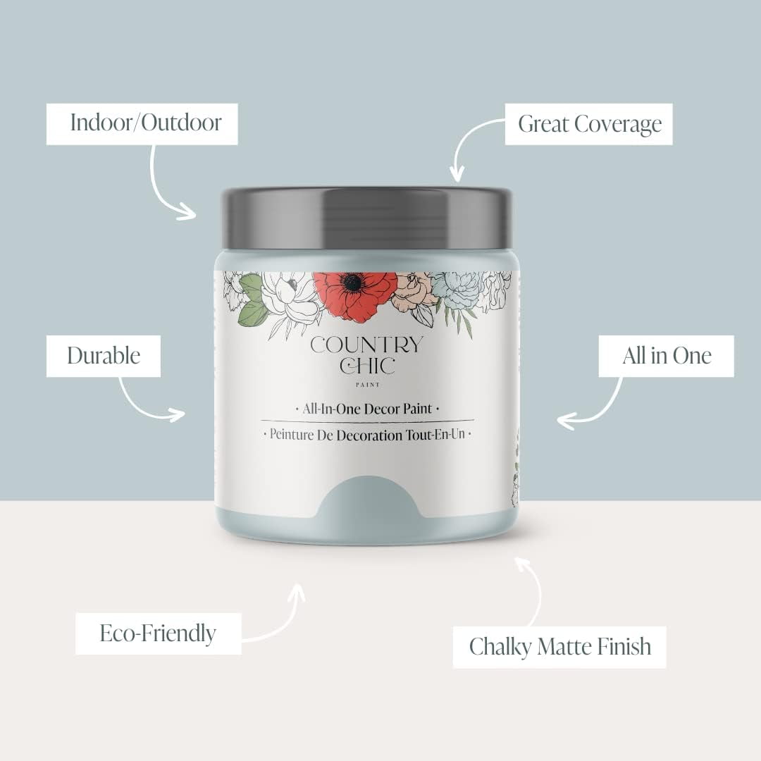 JJEAN-Country Chic All-in-One Chalk Paint for Furniture, Cabinets, Home Decor, Eco-Friendly, Matte Finish, Built-In Primer & Top Coat for Wood, Metal - Belle of the Ball (Light Blue) - 4 oz (118 ml)