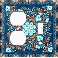 thumbnail image 4 of Metal Light Switch Plate Cover Blue Orange Flower Heart Mandala Tile Pattern TIL027, 4 of 13