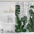 thumbnail image 6 of Small Stall Shower Curtain 36x72 Inch Narrow Half Size Palm Leaves Bath Curtains Bathroom Decor, Tropical Botanical Leaf Summer Wooden Gray Waterproof Fabric Shower Curtain Set with Hooks 36 Inch, 6 of 7