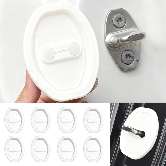 White 8PCS Vehicle Door Lock Silicone Guards - Stable Quietness Noise Reduction Auto Exterior Accessories