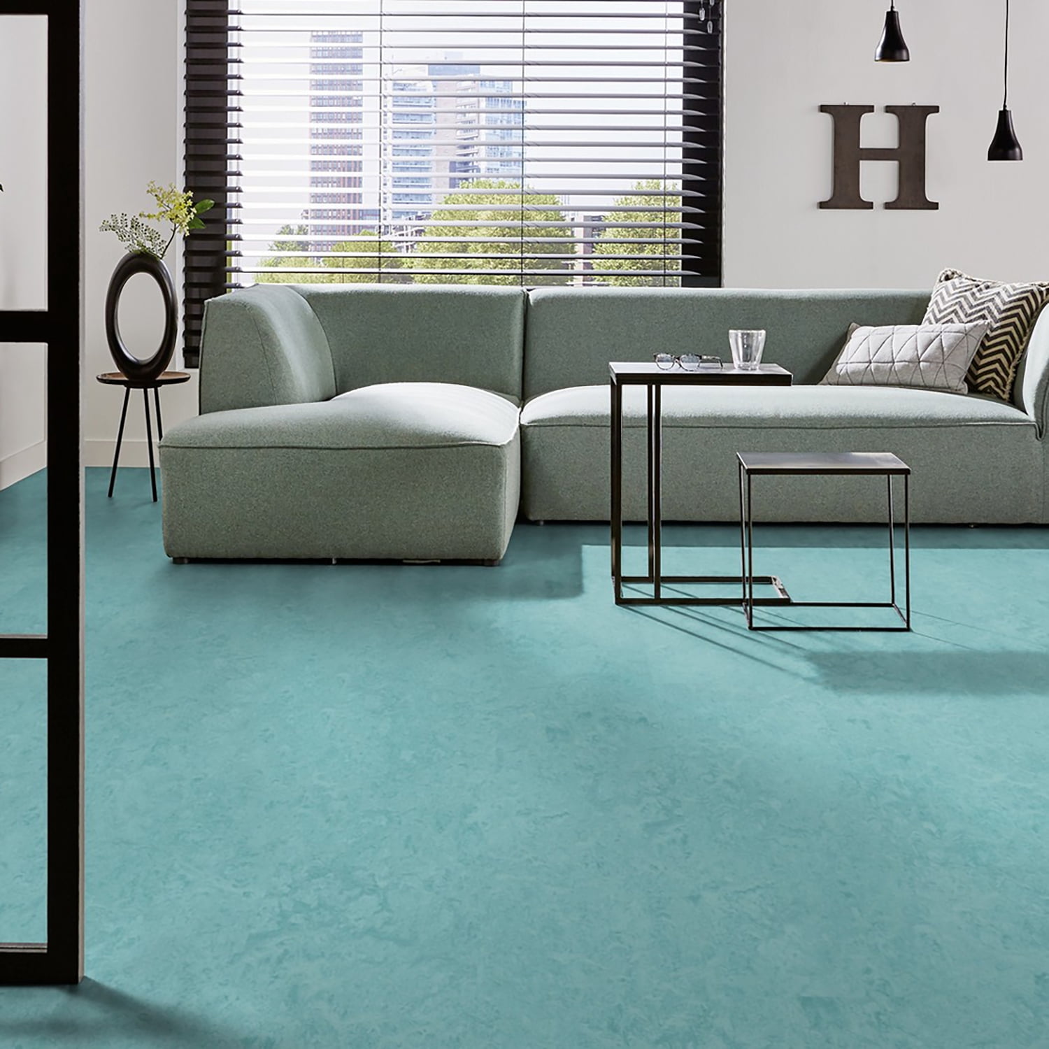 Forbo Flooring Marmoleum Cinch Loc Seal 11.81" x 11.81" Laminate Square in Aqua 6.78 Sq ft