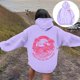 thumbnail image 2 of Y2K Oversized Palm Puff Hoodie for Teen Girls with Zipper, Long Sleeve, Light Purple, 2 of 4