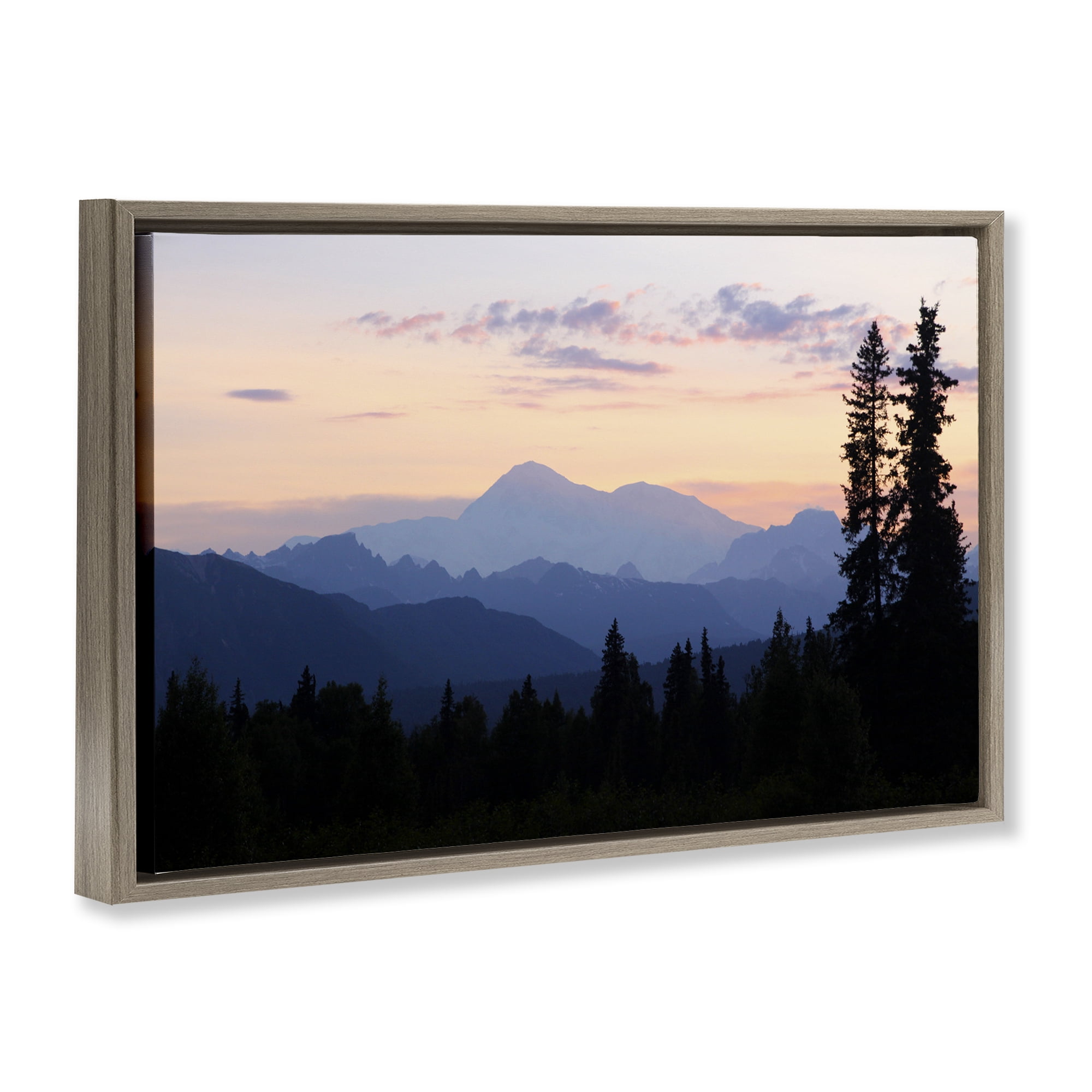 Stupell Industries Midnight On Mountain Landscape & Nature Photography Brown Floater Framed Canvas Art Print Wall Art, 25 x 17