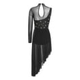 thumbnail image 2 of iiniim Women's Rhinestone Lyrical Dance Costume Sheer Mesh Leotard Flowy Figure Skating Dress Black XXL, 2 of 7