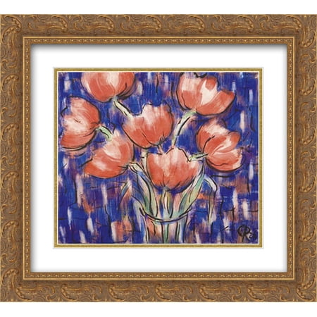 Christian Rohlfs 2x Matted 24x20 Gold Ornate Framed Art Print 'Rote Tulpen'