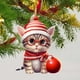 thumbnail image 2 of Colgante de árbol de Navidad con gato bonito con gorro de Papá Noel Colgante para coche Colgante para bolso Colgante plano de acrílico 2D con árbol de Navidad, 2 of 8