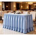 thumbnail image 3 of Blue Checkered Ruffled Table Skirt, Detachable Wrap‑Around Table Curtain With Fastener Tape, Under‑Table Concealment Cover For Wedding Banquet, Buffet, Party, Podium Decoration (Blue), 3 of 6