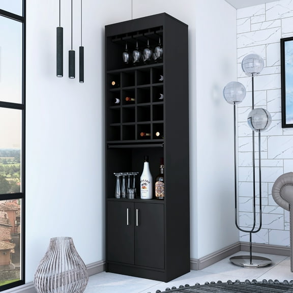 Stylish Black 16 Cabinet With Practical Shelf Options And Appeal Bar Storage In Modern Design