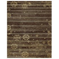Feizy Qing Transitional Stripes, Brown/Tan, 7'9" x 9'9" Area Rug Sheen Fade Resistant Casual Oriental Design Carpet for Living Dining Bed Room