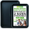 thumbnail image 1 of NutriChef Non-Stick Cookie Sheet Baking Pans - 2-Pc. Professional Quality Kitchen Cooking Non-Stick Bake Trays, Blue Diamond, One Size (NC2TRBU.5), 1 of 8