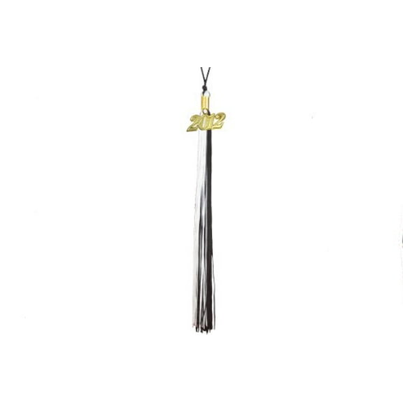 Honors Graduation Tassel Black/White with a Gold 2012 Year Charm