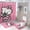 Kitty-21, variant on 4 Piece Cartoon Hello Kitty Cat Shower Curtain Sets Kawaii Accessories with Non-Slip Rug, Toilet Lid Cover, Bath Mat Shower Curtains Set for Bathroom Decor