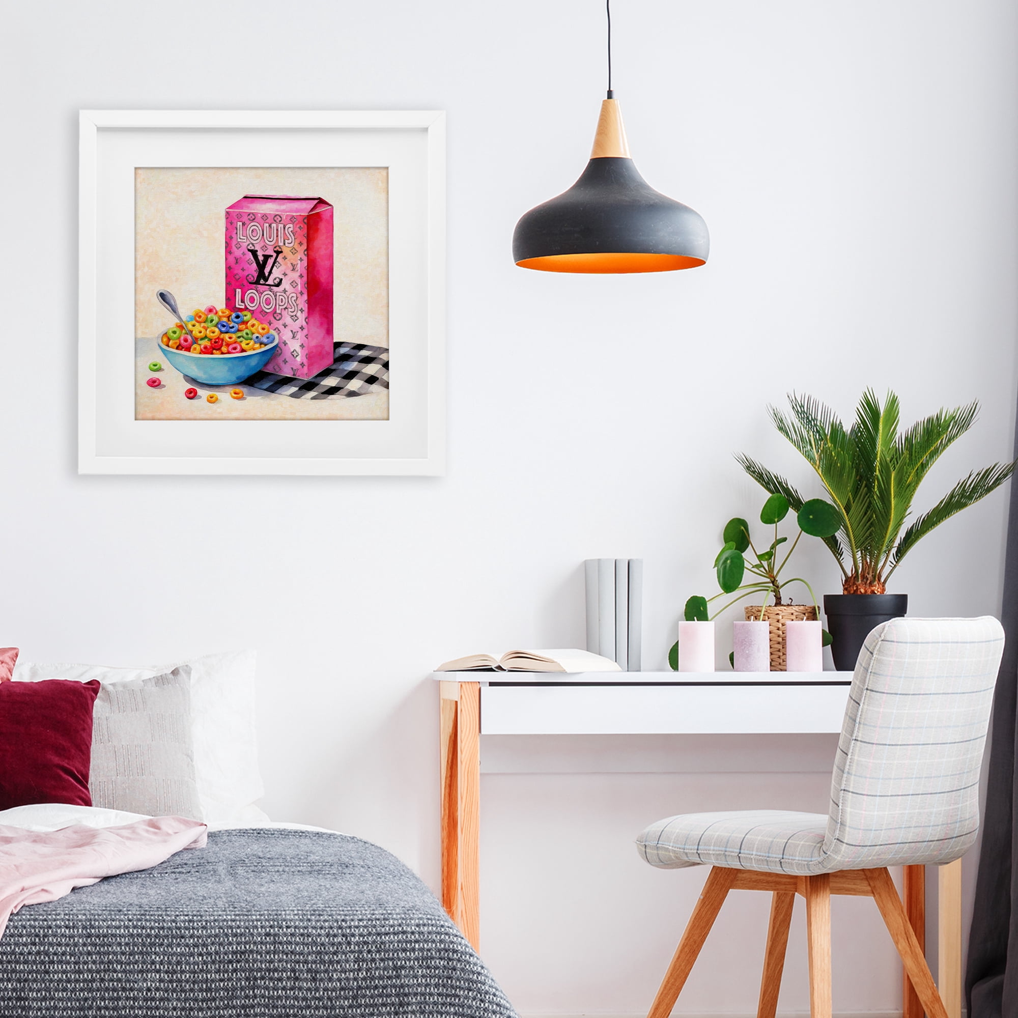 Stupell Industries Fashion Loops Cereal White Framed Print Under Glass, design by Grotto Studios